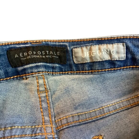 Aeropostale Womens Blue Denim Jeggings Size 2 Regular Low Rise Stretch Jeans - Picture 4 of 8